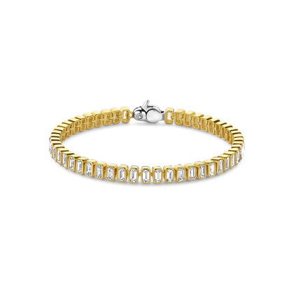 TI SENTO Gold Plated Sterling Silver Cubic Zirconia Set Tennis Bracelet