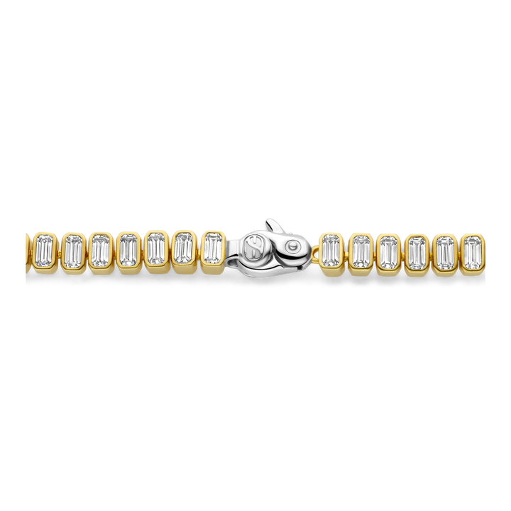 TI SENTO Gold Plated Sterling Silver Cubic Zirconia Set Tennis Bracelet