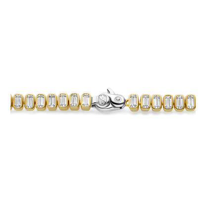 TI SENTO Gold Plated Sterling Silver Cubic Zirconia Set Tennis Bracelet