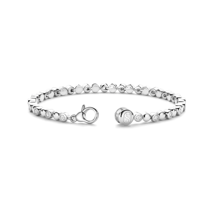 TI SENTO Sterling Silver Cubic Zirconia Rubover Set Bracelet