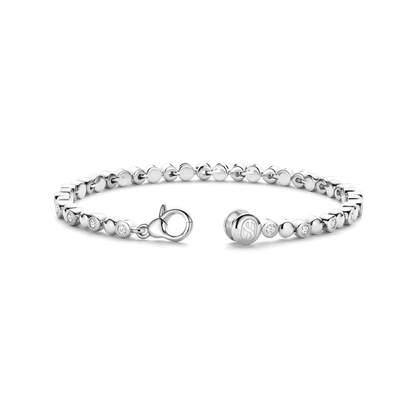TI SENTO Sterling Silver Cubic Zirconia Rubover Set Bracelet