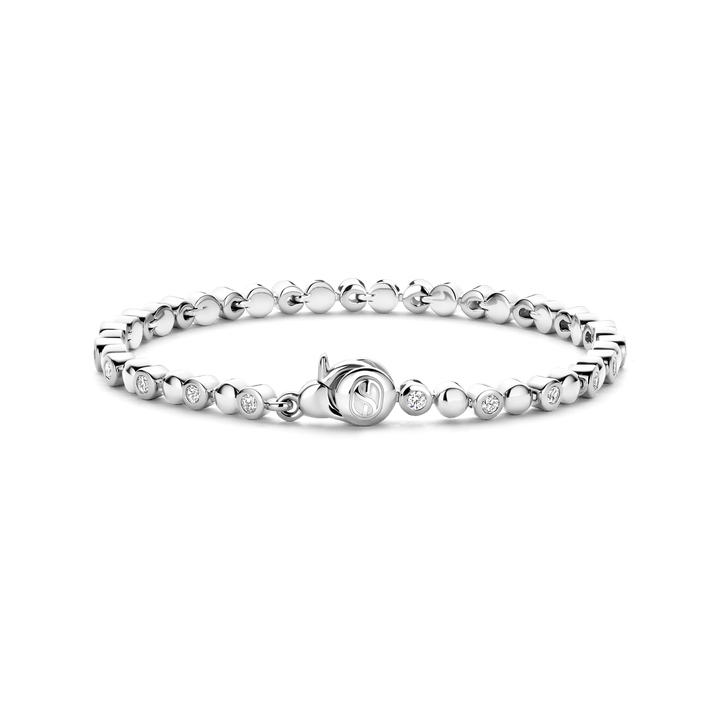 TI SENTO Sterling Silver Cubic Zirconia Rubover Set Bracelet
