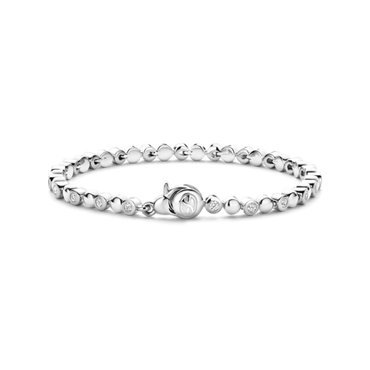 TI SENTO Sterling Silver Cubic Zirconia Rubover Set Bracelet