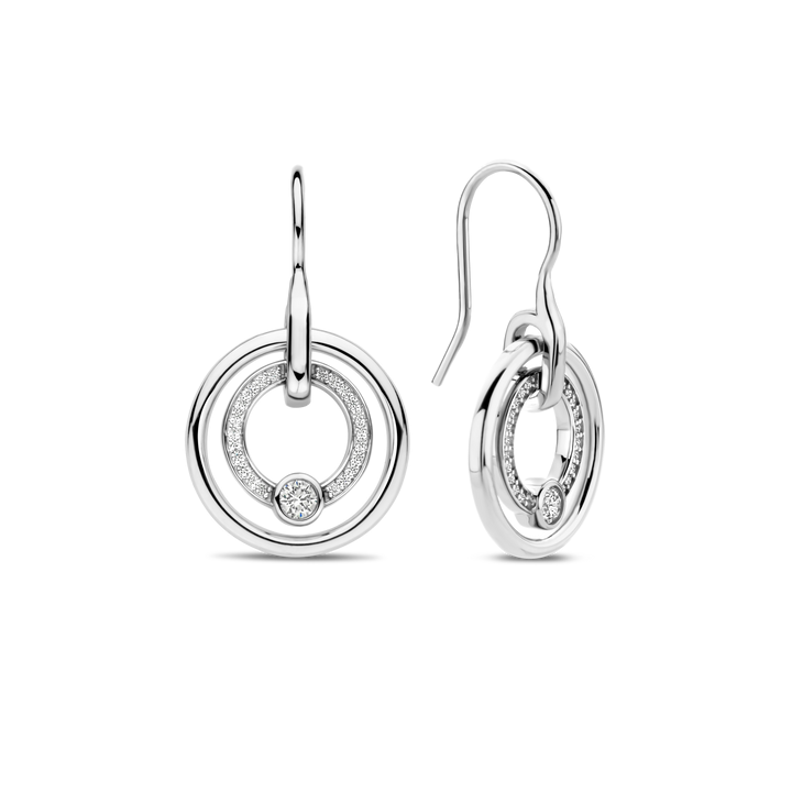 TI SENTO Sterling Silver Cubic Zirconia Set Circle Drop Earrings