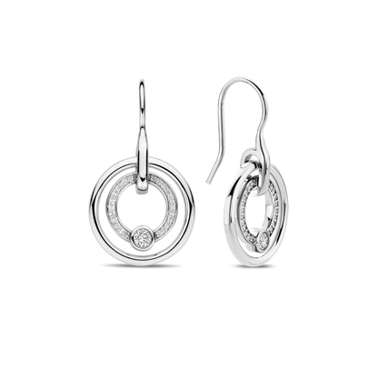 TI SENTO Sterling Silver Cubic Zirconia Set Circle Drop Earrings