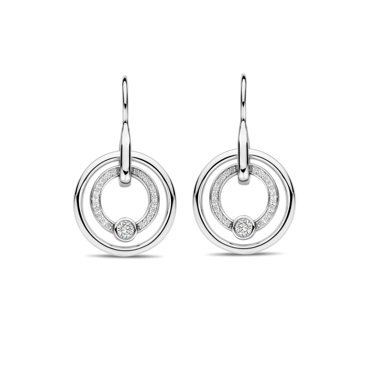 TI SENTO Sterling Silver Cubic Zirconia Set Circle Drop Earrings