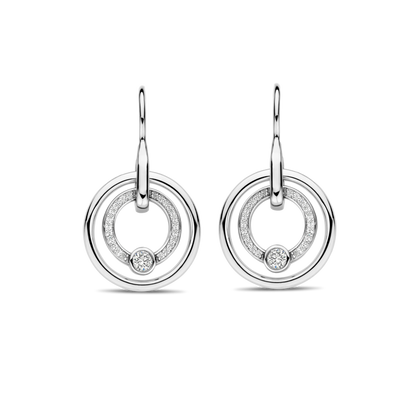 TI SENTO Sterling Silver Cubic Zirconia Set Circle Drop Earrings