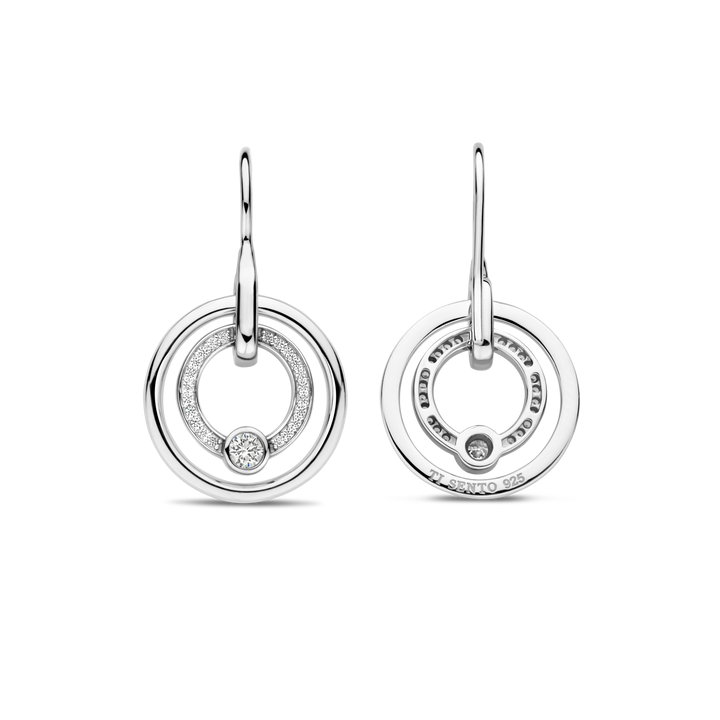 TI SENTO Sterling Silver Cubic Zirconia Set Circle Drop Earrings