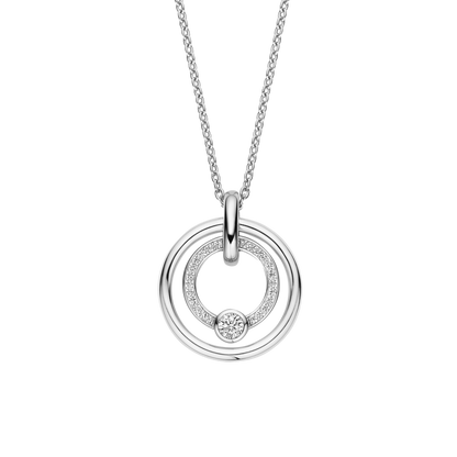 TI SENTO Sterling Silver Cubic Zirconia Set Circle Pendant Necklace