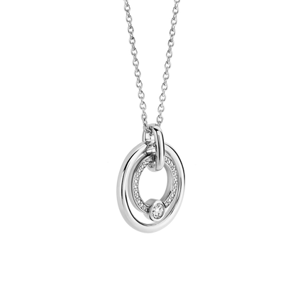 TI SENTO Sterling Silver Cubic Zirconia Set Circle Pendant Necklace