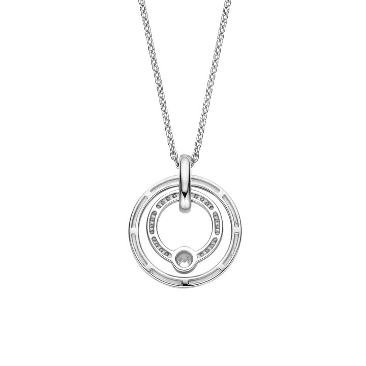TI SENTO Sterling Silver Cubic Zirconia Set Circle Pendant Necklace