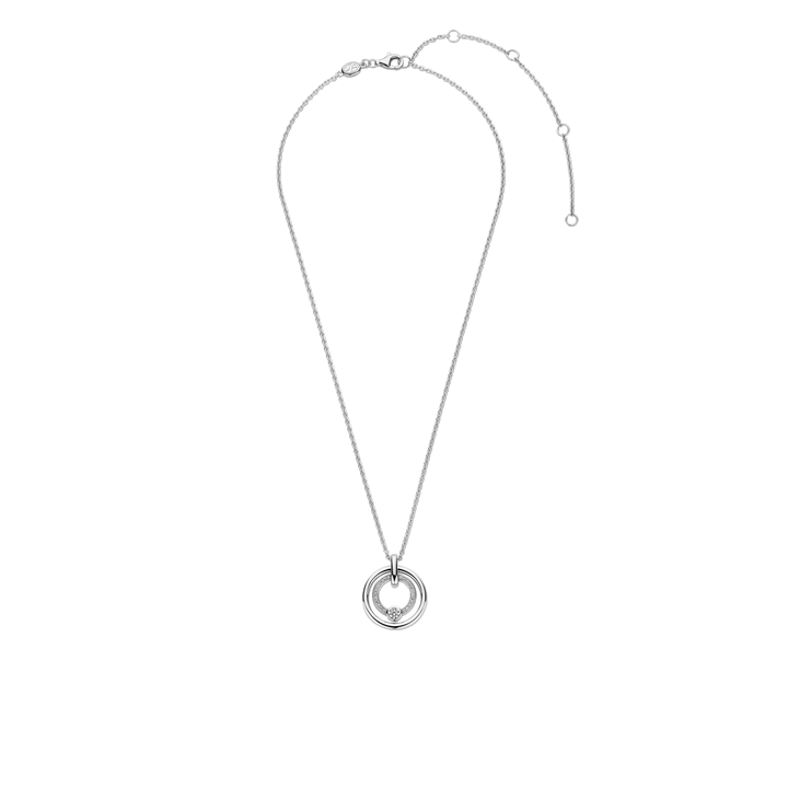 TI SENTO Sterling Silver Cubic Zirconia Set Circle Pendant Necklace
