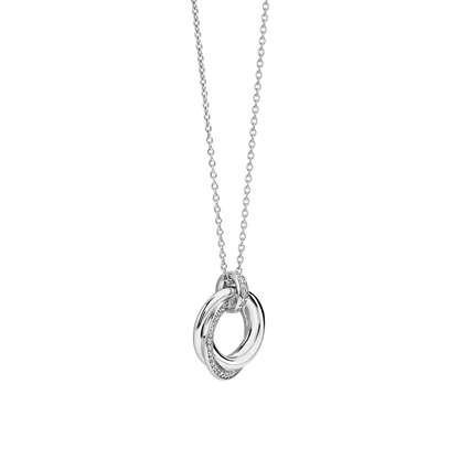 TI SENTO Sterling Silver Cubic Zirconia Set Circle Swirl Pendant Necklace