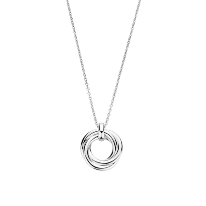TI SENTO Sterling Silver Cubic Zirconia Set Circle Swirl Pendant Necklace