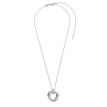 TI SENTO Sterling Silver Cubic Zirconia Set Circle Swirl Pendant Necklace