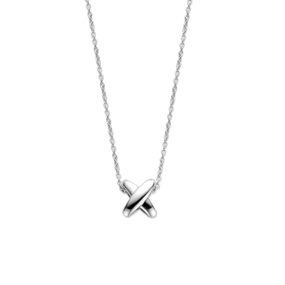 TI SENTO Sterling Silver Cubic Zirconia Set Crossover Pendant Necklace