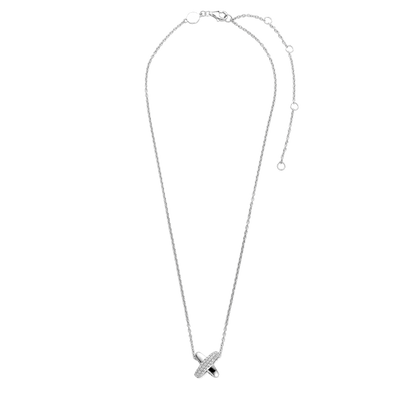 TI SENTO Sterling Silver Cubic Zirconia Set Crossover Pendant Necklace