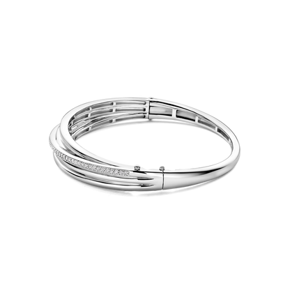 TI SENTO Sterling Silver Cubic Zirconia Set Hinged Bangle