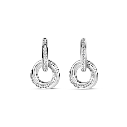 TI SENTO Sterling Silver Cubic Zirconia Set Huggy Circle Drop Earrings