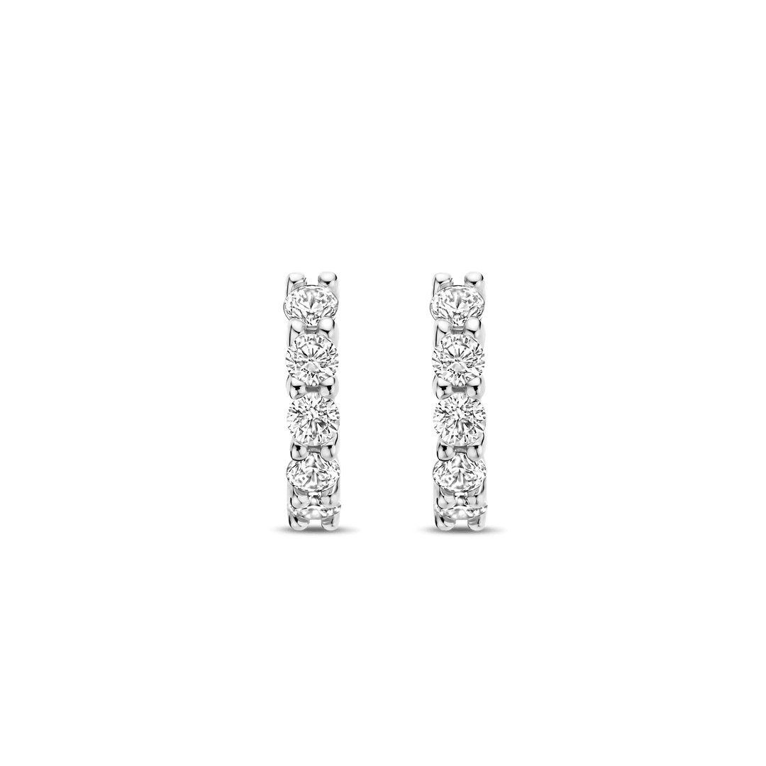 TI SENTO Sterling Silver Cubic Zirconia Set Huggy Hoop Earrings