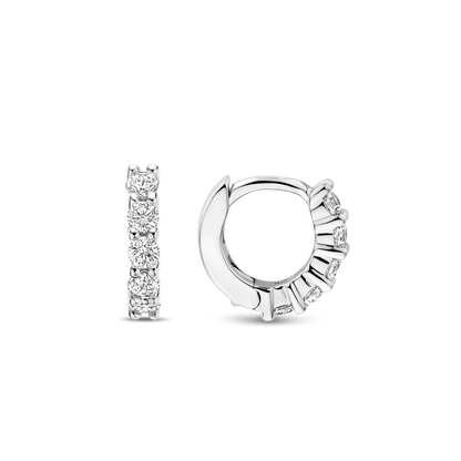 TI SENTO Sterling Silver Cubic Zirconia Set Huggy Hoop Earrings