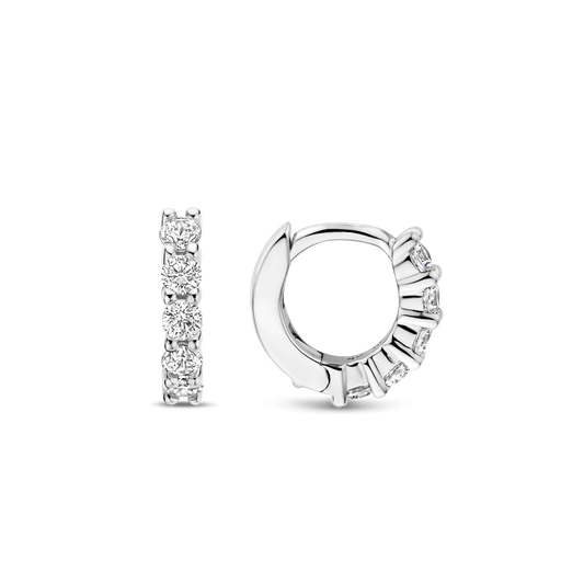 TI SENTO Sterling Silver Cubic Zirconia Set Huggy Hoop Earrings
