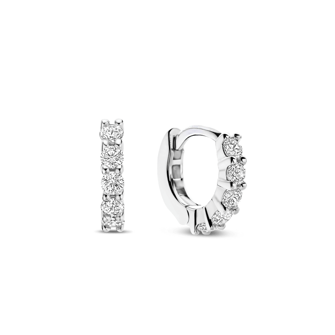 TI SENTO Sterling Silver Cubic Zirconia Set Huggy Hoop Earrings