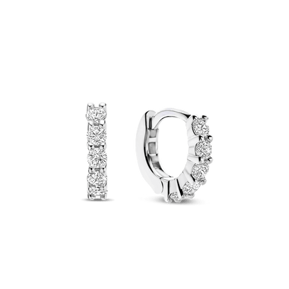 TI SENTO Sterling Silver Cubic Zirconia Set Huggy Hoop Earrings