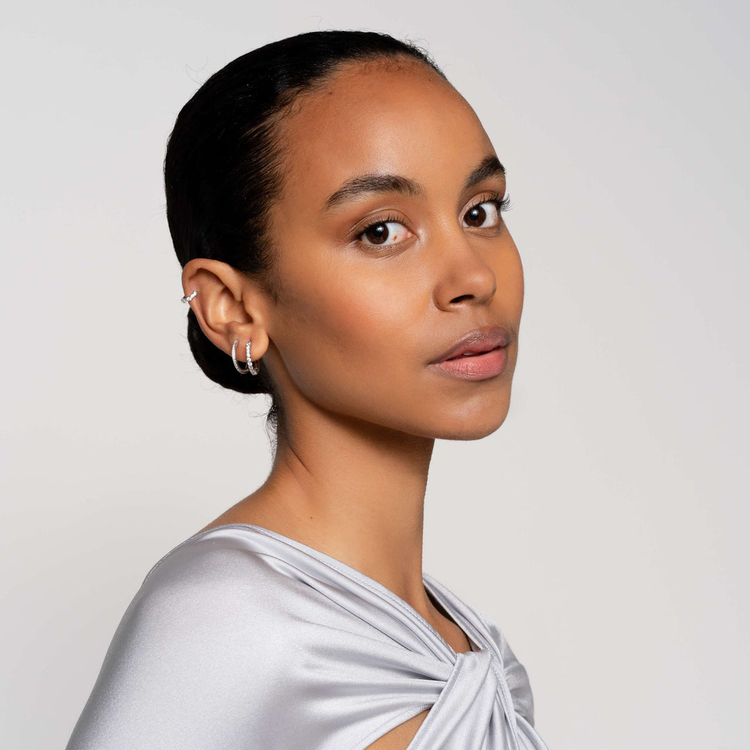 TI SENTO Sterling Silver Cubic Zirconia Set Huggy Hoop Earrings
