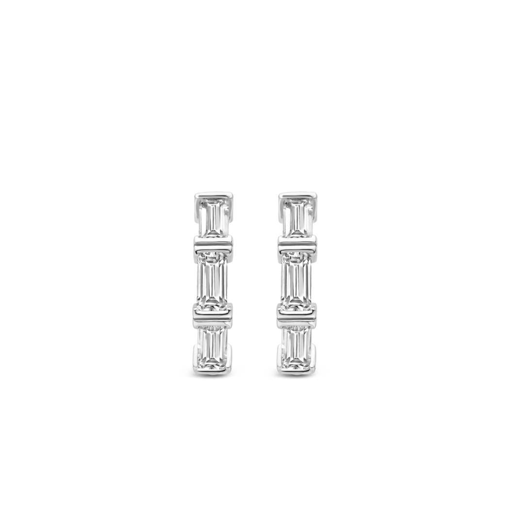 TI SENTO Sterling Silver Cubic Zirconia Set Huggy Hoop Earrings