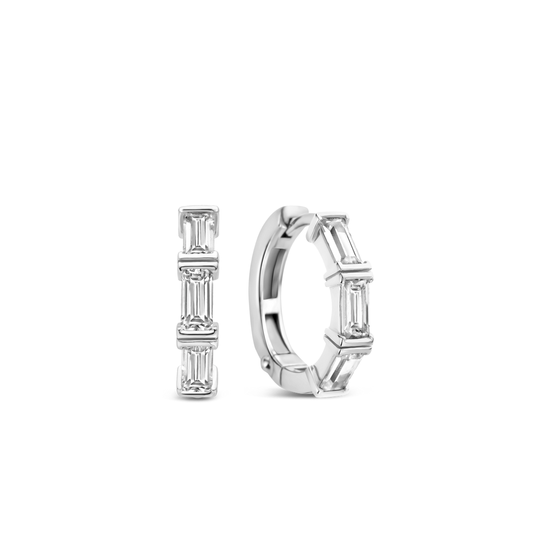 TI SENTO Sterling Silver Cubic Zirconia Set Huggy Hoop Earrings