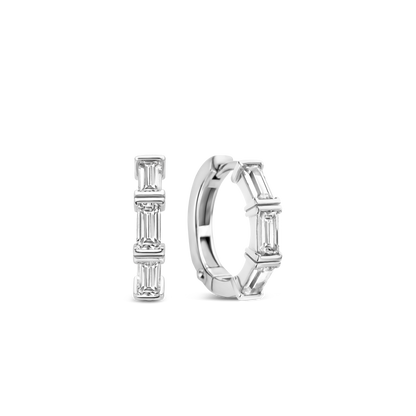 TI SENTO Sterling Silver Cubic Zirconia Set Huggy Hoop Earrings