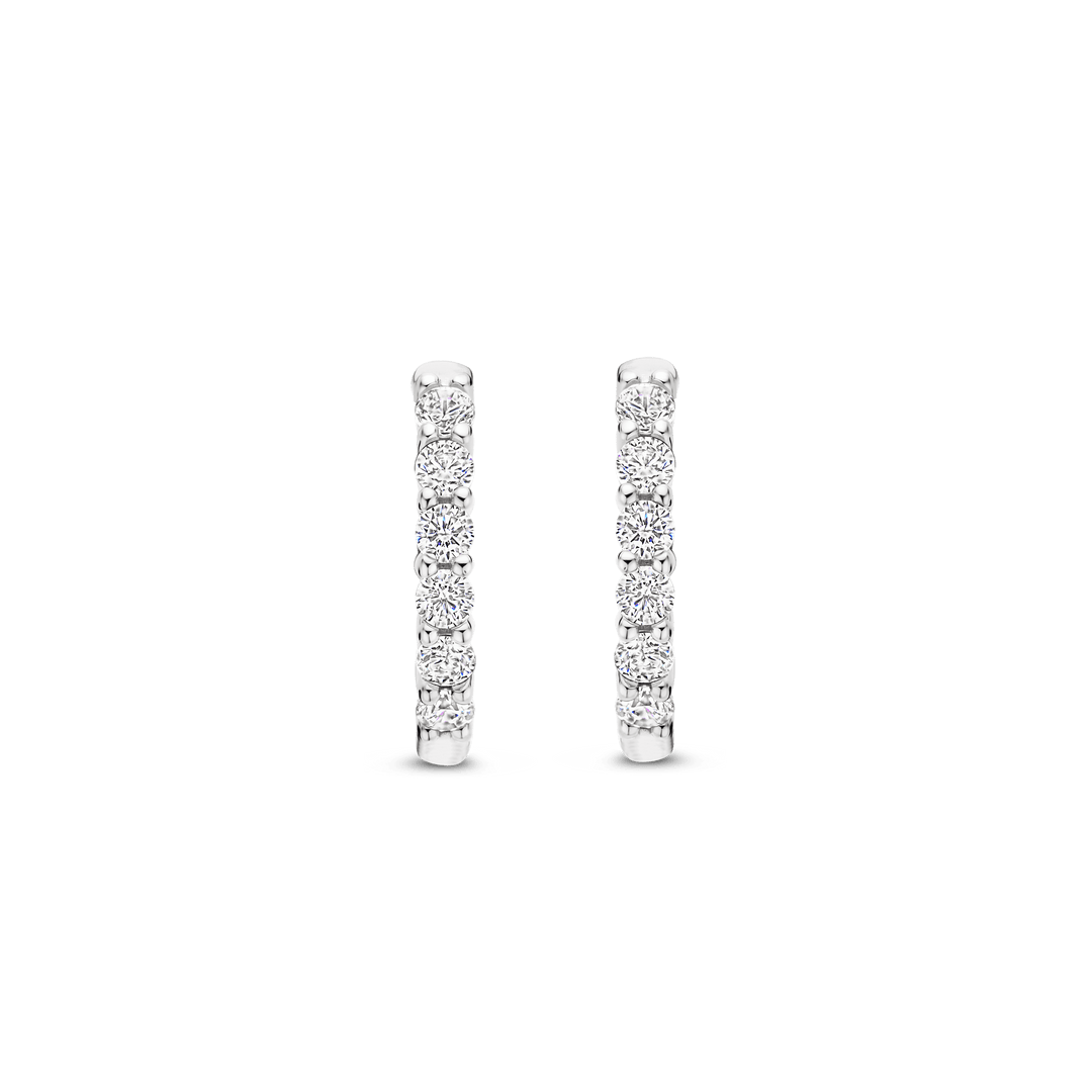 TI SENTO Sterling Silver Cubic Zirconia Set Huggy Hoop Earrings