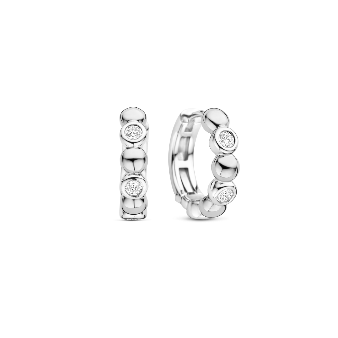 TI SENTO Sterling Silver Cubic Zirconia Set Huggy Hoop Earrings