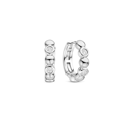 TI SENTO Sterling Silver Cubic Zirconia Set Huggy Hoop Earrings