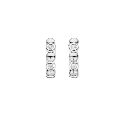 TI SENTO Sterling Silver Cubic Zirconia Set Huggy Hoop Earrings