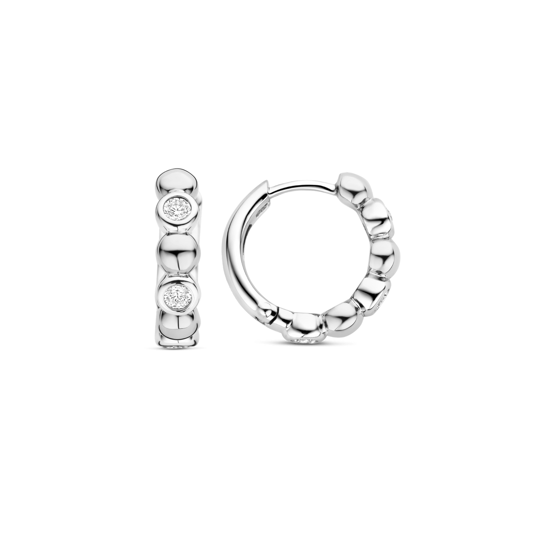 TI SENTO Sterling Silver Cubic Zirconia Set Huggy Hoop Earrings