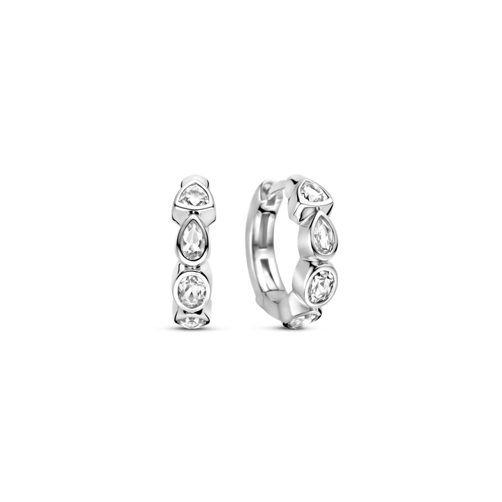 TI SENTO Sterling Silver Cubic Zirconia Set Huggy Hoop Earrings
