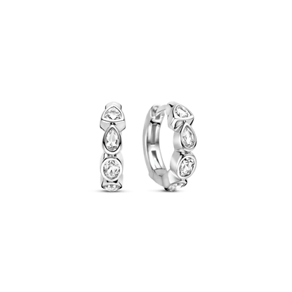 TI SENTO Sterling Silver Cubic Zirconia Set Huggy Hoop Earrings