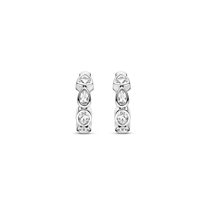 TI SENTO Sterling Silver Cubic Zirconia Set Huggy Hoop Earrings