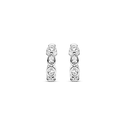 TI SENTO Sterling Silver Cubic Zirconia Set Huggy Hoop Earrings