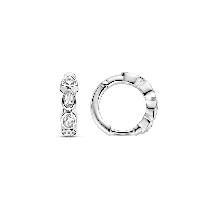TI SENTO Sterling Silver Cubic Zirconia Set Huggy Hoop Earrings