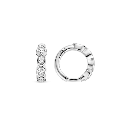 TI SENTO Sterling Silver Cubic Zirconia Set Huggy Hoop Earrings