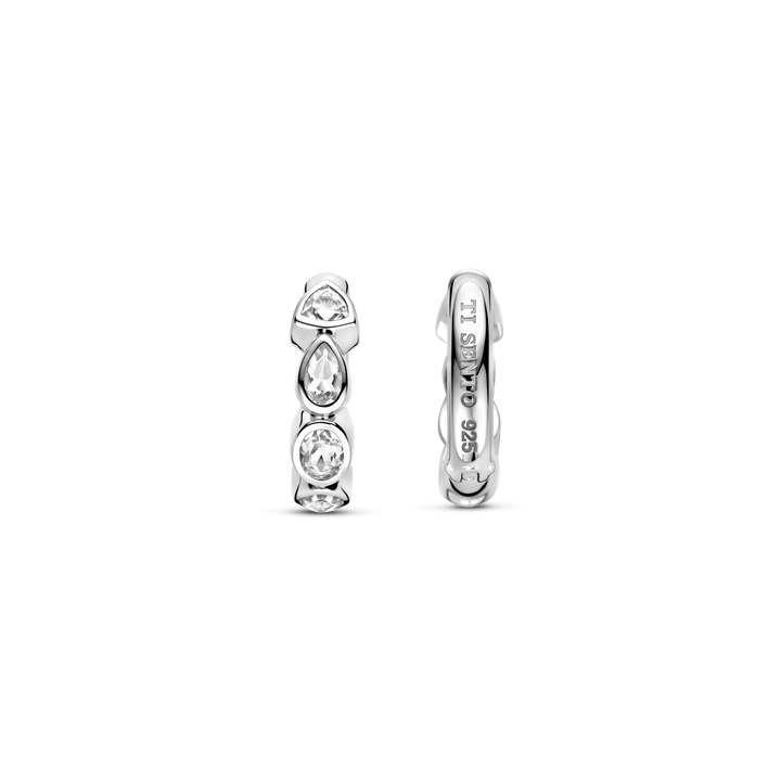 TI SENTO Sterling Silver Cubic Zirconia Set Huggy Hoop Earrings