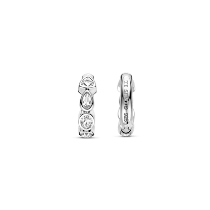 TI SENTO Sterling Silver Cubic Zirconia Set Huggy Hoop Earrings
