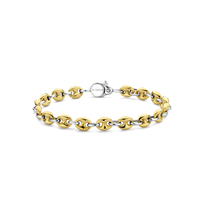 TI SENTO Sterling Silver & Gold Plated Coffee Bean Bracelet