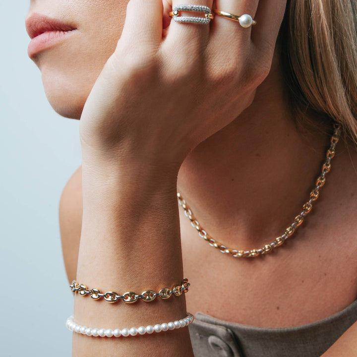 TI SENTO Sterling Silver & Gold Plated Coffee Bean Bracelet