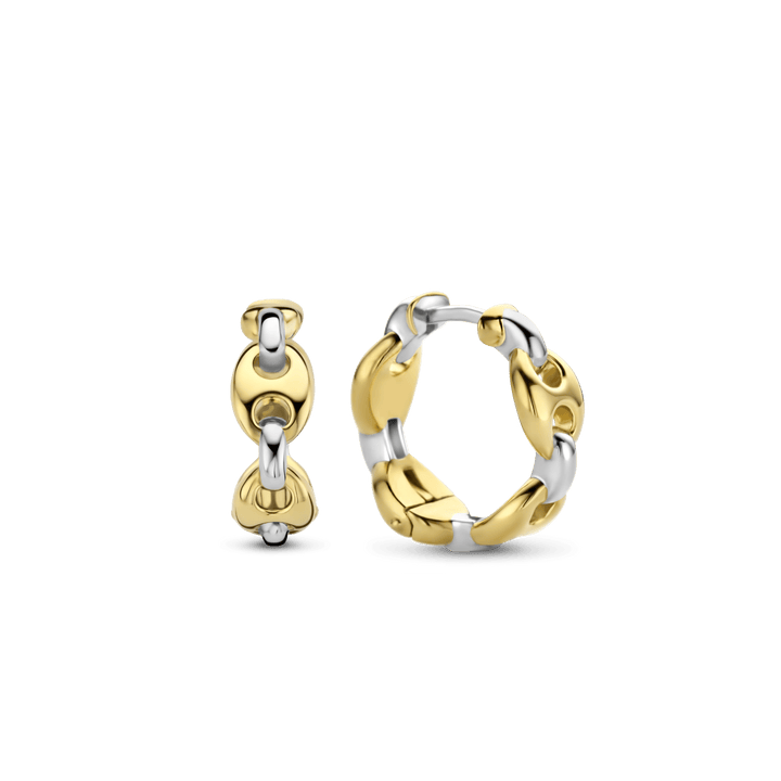 TI SENTO Sterling Silver & Gold Plated Coffee Bean Huggy Hoop Earrings