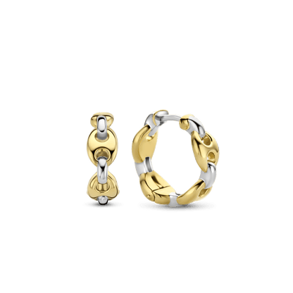 TI SENTO Sterling Silver & Gold Plated Coffee Bean Huggy Hoop Earrings