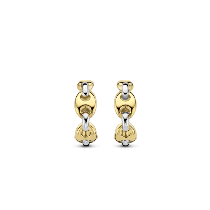 TI SENTO Sterling Silver & Gold Plated Coffee Bean Huggy Hoop Earrings